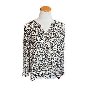 Womens Apt 9 Flowy Animal Print Cheetah Button Down Top - Sz L Petite LP
